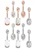 DS82 5pcs sexy 316l Barra de acero Anillos de botón Mujeres Bola de cristal de cristal Pierna Pierna Barra Barra Pendía Body Body Jewelry Set5580275