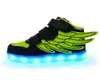 Creative Kids Shoes Light Lights Wings Sapatos USB Charging Light Up Girls 7 Cores Alterando luzes piscantes Sneakers5138241