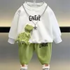 Automne Children Girls Boys Clothes sets Kids Cartoon Dinosaur Sweater Pullover Top Pant 2 pièces