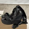 Echter Seiden -Knöchelgurtkeil Sandalen Frauen Espadrilles High Heels Sommer -Plattform Schuh Verstellbare Hochzeitskleidschuhe mit Kasten 565