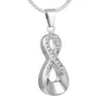 IJD9168 Memorial Ash Keepsake for Pet Human Ashes Infinity Cremation sieraden met Clear Crystal Jeweler Plated3699369