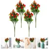 Fleurs décoratives 4 PCS Fake Fruit Simulation Bouquet de fraises Office Plantes artificielles PVC DIY DÉCOR