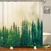 Cortinas de ducha 3D Foresta impermeable Bosque impreso Paisaje Natural Baño con ganchos grandes 240x180 Decoración