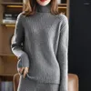 Женские брюки с двумя частями Szdyqh Pure Wool Кашемир кашемир с двумя частями пулопер-свитер осень и зимний костюм