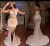 Gorgeous Pink Sequined Prom Dresses 2024 Black Girls Sexy One Shoulder Mermaid Split Evening Gowns With Corset Back BC18821
