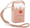 Bolsas noturnas personalizadas Moda Strawberry Milk Carton Print Beverage Projeto de garrafa de ombro bolsa de bolsa para mulheres Messenger L2253010