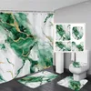 Douchegordijnen Abstract grijs marmeren gordijn set gouden lijntextuur moderne geometrische huizen badkamer decor tapijt bad mat toilet deksel cover