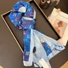 Klassisk lyxig silkescarf för kvinnor Soft Print Designer Scarves Lady Fashion Long Shawl Wraps 180x70cm
