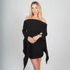 Casual Dresses Slash Neck Women Dress Mante Off Shoulder Full Sleeve Tassel Skinny Stretch Mini Bodycon Sexig Nightout Clubwear Robe