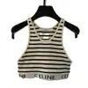 Womens Tank Tops Designer T Shirts Summer Women Tees Crop Top Embroidery Sexy Off Shoulder Black Casual Sleeveless Backless Solid Stripe Color Vest Wholesale Trendy