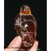 Dekoratif Figürinler 3.2 "Çin Kırmızı Amber Oyma Happy Lague Maitreya Buddha heykel heykel