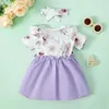 Robes de fille bébé volant floral à manches courtes à manches courtes avec casse-casseur de mode de mode d'anniversaire robe de fête d'anniversaire