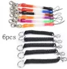 6pcs Plastic Black Retractable Spring Coil Spiral Stretch Chain Keychain Key Ring For Men Women Key Holder Keyring Gifts G10194576209