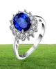 Ювелирные изделия Принцесса создали синее сапфировое обручальное кольцо для женщин Кейт Миддлтон Корона 925 Серебряное кольцо 2202107091757