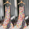 Abiti casual Donne Donne colorate Floral Crayon Vernice Sling Voga Visconnessa Vischering Bulchless Holiday Female Maxi Dress