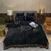 king Embroidery winter size designer bedding set black gold letter printed milk veet duvet cover bed sheet with pillowcases queen comforters sets covers s s