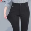 女性用パンツカプリスオフィスストレートストレートパンツ韓国公式ハイウエストパンタローンファッション