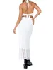 Jupes Femmes Crochet Knit 2 pièces Jupe Ensembles Y2K Crop Top Bodycon Sexy Summer Beach Bathing Cost Coups Up Up Up