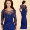 2019 New Vintage Royal Blue Evening Dresses High Quality Applique Chiffon Prom Party Dress Formal Event Gown Mother Of The Bride Dress 245Y