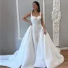 Paillettes paillettes Robes de mariée sirène 2024 avec train sans bretelles de train détachable Dubaï femmes moden sirène