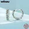 Kolczyki obręcze Wostu 925 Srebrny wzór vintage Women klasyczny okrągły przyjęcie weselne Pendientes Anniversary Gift