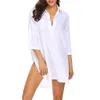 Polos Femmes Femmes Robe de plage Mashion Fashion Womens Shirt Deep V Neck Neck Pure Suncreen Massuit de maillot de bain Robes d'été