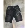 Designer Herren lila Jeans Shorts Hip Hop Casual Short Knie Lenght Jean Kleidung Größe 29-40 Hochwertige Shorts Denim High Street Mode Ripped Reißverschluss Jeans 945