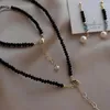 Chains Natural Stone Necklace For Women K- Black Spinel Freshwater Ethnic Pearl Choker Crystal Chip Bead Bracelet Earring Jewelry