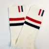 Men's Socks 2022 Spring New Socks Mens and Womens Mid Length Tb Blue White Red Cloth Label Pure Cotton Thick Thread Stacked Long Socks Ins sybr