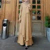 Etniska kläder Zanzea Women Autumn Vintage Long Slve Dubai Sundress Turkiet Abaya Hijab Muslimsk klänning Casual Islamic Clothing Marocain Robe T240510