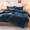 Bedding Sets 3pcs Velvet Duvet Cover Set (1 2 Pillowcase Without Core) Solid Color Autumn And Winter Soft Warm
