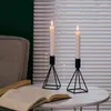 Candle Holders 2 Piece Set Black Holder Suitable For Cone Candles Geometric Line Modern Decoration
