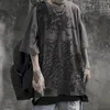 Oversized t -shirt mannen 2023 Zomer T -shirts Dark High Street Gothic print schedel Katoen Korte mouw T -shirt Harajuku T -shirt voor 240506