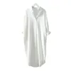 Robes décontractées Col de chemise à manches longues Robe Chic Tops Blouses pour femmes Vintage surdimensionnée Midi Beach Ups