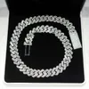 Biżuteria 20 mm Hip Hop 925 Sterling Srebrna złota Baguette Borban Cuban Cain Morsanite Cuban Link Naszyjnik