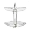 Decorative Plates Turntable Jewelry Organizer Double Layered Earring Display Stand Clear Acrylic Storage Box Tower For