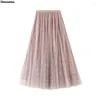 Jupes femme tutu tulle jupe élastique haute taille a-ligne -Lengle étoiles de paillettes de fée en couches gonflées midi longues