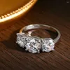 Cluster Rings Real S925 Silver 4cttw Moissanite Women No Fade White Gold Plated Jewelry D VVS1 Pass Diamond Test GRA Certified Ring