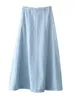 Arbetsklänningar zack regn kvinnor pendlare kostym 2024 höst mode damer avslappnade långa ärmar och singelbröst denim skjorta blå kjol