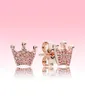 Pink Crown Stud Ohrringe kleine süße Frauen Sommerschmuck Rosengold Ohrring mit Originalschachtel für 925 Sterling Silver Ohrring6222685