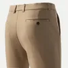 Pantalon pour hommes printemps été élastique décontracté busable d'affaires pleine longueur homme khaki pantalon extensible jambe droite extensible