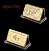 10pcs Iamerican Ox Buffalo Real Gold Plated Craft Souvenir Bullion Bar Coin Wide Life Animal311i4097281