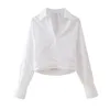 Women's Blouses 2024 Bazaleas Store Officiële Crop Top Long Sleeve Elegante bijgesneden shirts en White Button Shirt
