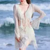 Costume da bagno femminile costume da bagno in bikini a quattro pezzi con abiti da spiaggia per spiaggia a maniche lunghe a maniche lunghe a manicotto sexy livido di colore solido per donne