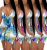 Robes à cordon jupe de hanche profonde vne tie dye imprimer sexy slim6583469