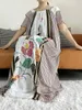 Ethnic Clothing New 2023 Summer Abaya Short Slve Dress Dashion Boat-Neck Loose Floral Boubou Maxi Islam Women Dress African Abaya Clothes T240510