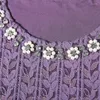 Frauenblusen Qoerlin M-XXXXL Purple Lace Hollow Out Lanternärmel Perlen Mode Langes Frühjahrssommerbluse 2024 Elegante Hemden