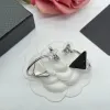 Luxury Designer Earrings Black White Crystal Triangle Letter Charm Ear Stud Drop Earring Dangle 18K Gold Silver Plated Clip Eardrop Hoop Back Earrings Women Jewelry