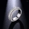 Pierścienie klastrowe podążają za chmurą pełną masterzytową pasmo pierścieni Diamond 925 Sterling Silver Rotational 2,4 mm wieczność dla kobiet mężczyzn