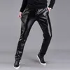 Pantalon masculin pantalon en cuir élastique pantalon de cuir Pu à taille haute et pantalon serré coréen pantalon de moto